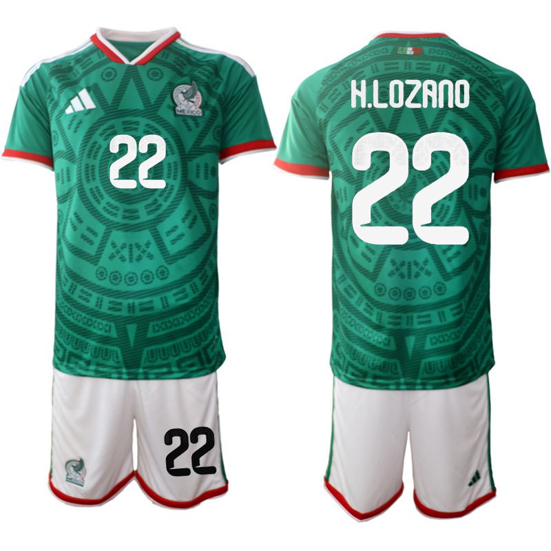 Men 2026 World Cup National Team Mexico home green #22 Soccer Jersey